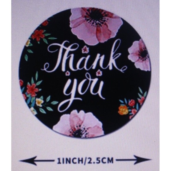 500 Pcs 1 inch Assorted Floral Thank You Stickers Round Sealing  & Shipping NIP - Picture 5 of 8